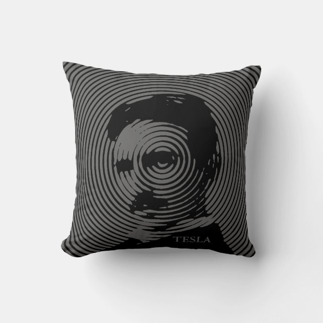 Nikola Tesla Throw Pillow (Front)