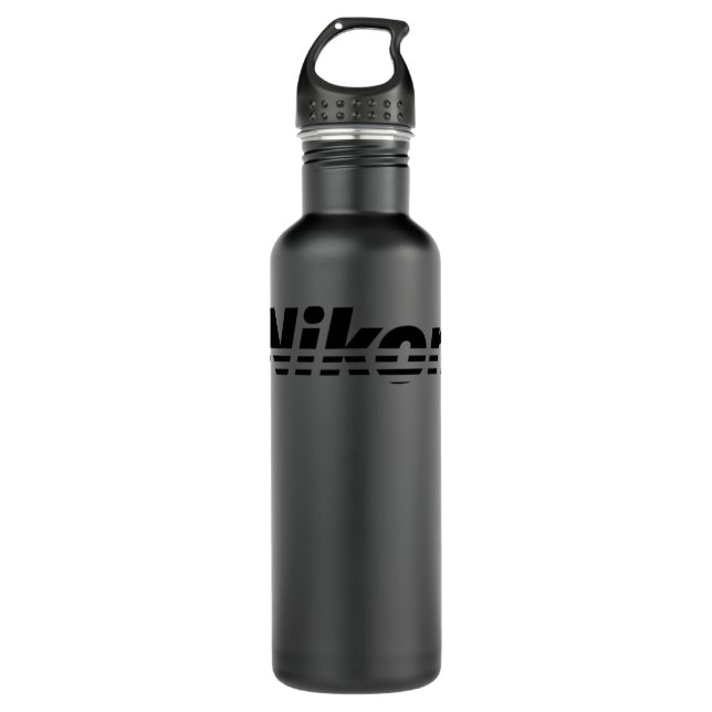 Nikon Black Logo Classic T Shirt Stainless Steel Water Bottle (Front)