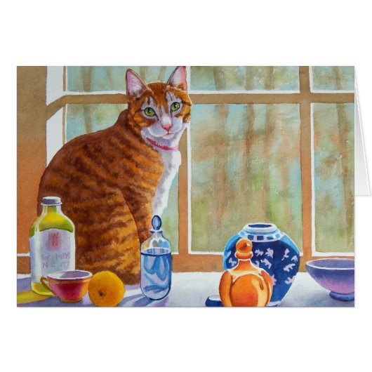 Nikos with Glass Bottles Cards (Front Horizontal)