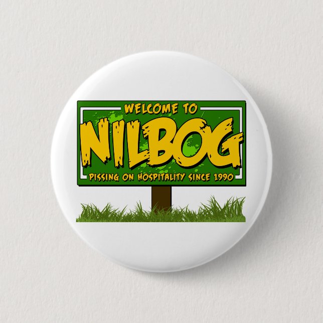 nilbog pinback button (Front)