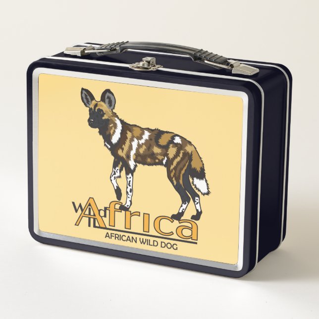 Nile crocodile. African wild dog.  Wild Africa Metal Lunch Box (Front)
