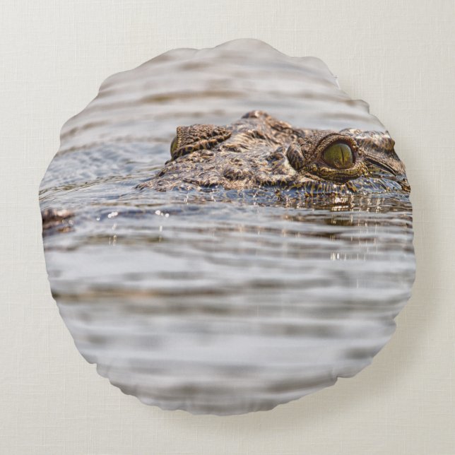 Nile Crocodile Round Pillow (Back)