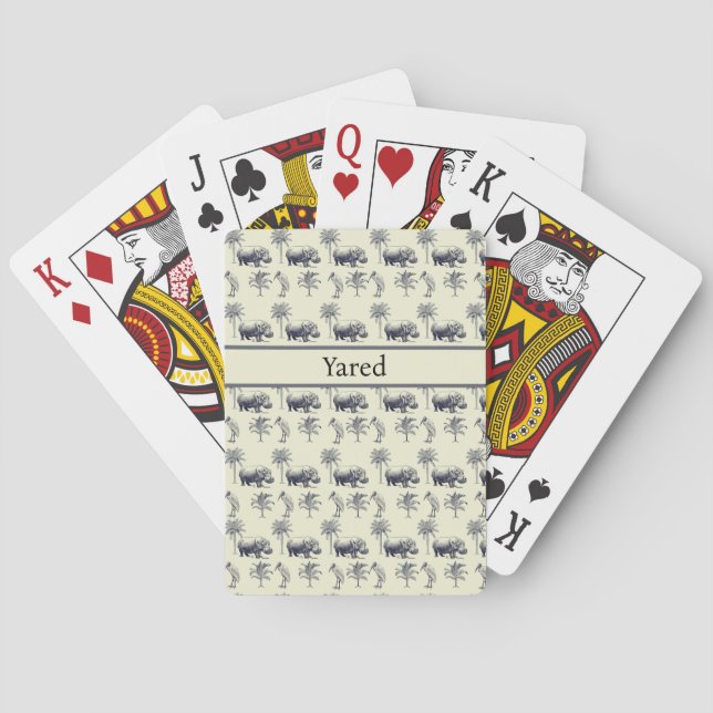 Nile River Botanical Pattern, custom Poker Cards (Back)