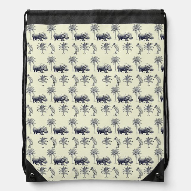 Nile River Botanical Pattern Drawstring Bag (Front)