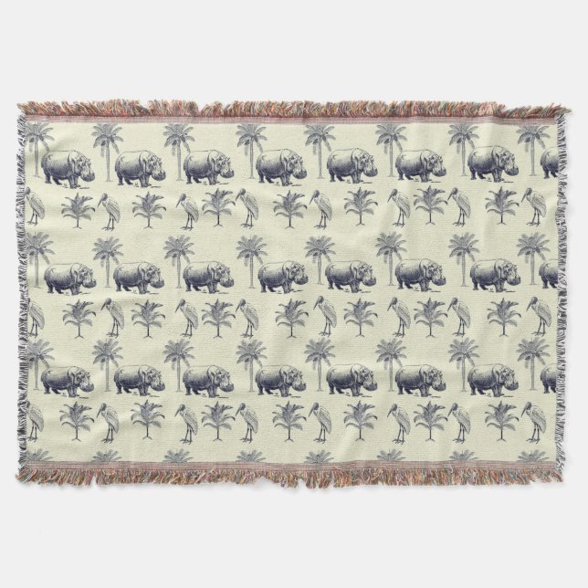 Nile River Botanical Pattern Throw Blanket (Front)