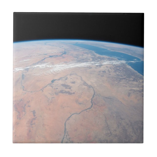 Nile River Winding Northward Next To The Red Sea Ceramic Tile (Front)