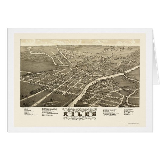 Niles, OH Panoramic Map - 1882 Cards (Front Horizontal)