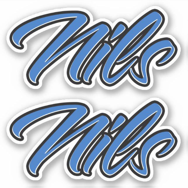 Nils name blue stickers sticker set (Front)