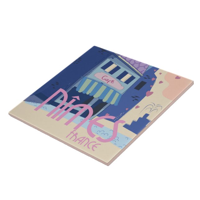 Nîmes France travel poster print. Tile (Side)