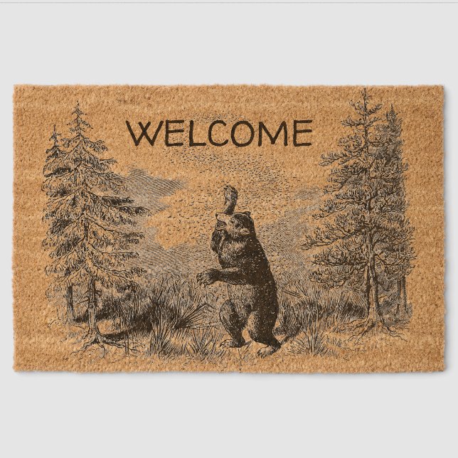 Nimrod - Bear and Bees  Fiber Doormat (Front)