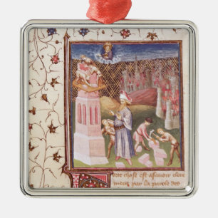 Nimrod Overseeing the Building of Tower of Metal Ornament