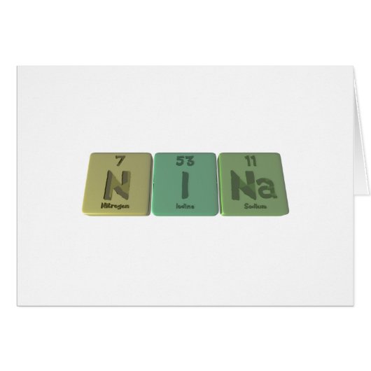Nina  as Nitrogen Iodine Sodium Cards (Front Horizontal)