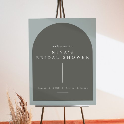 NINA Bohemian Arched Sage Bridal Shower Welcome Foam Board