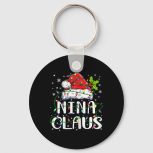 Nina Claus Christmas Santa Hat Matching Family Xma Keychain