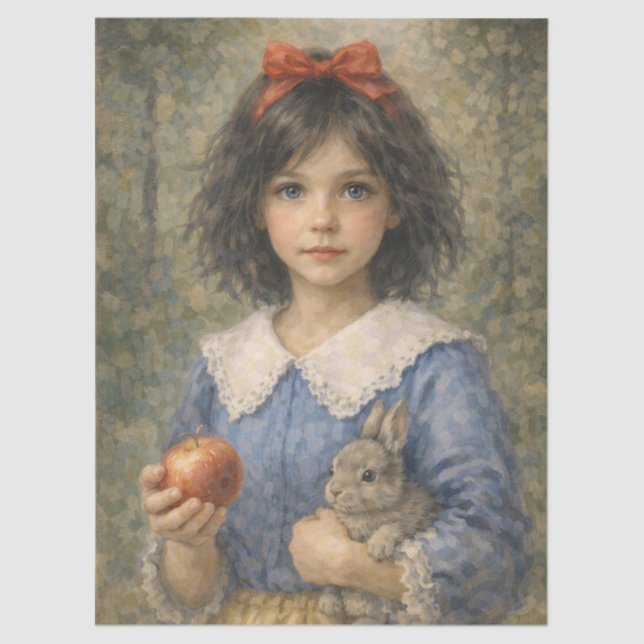 niña con manzana y conejo tissue paper (Front)