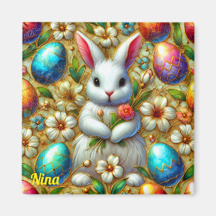 NINA~ Easter Bunny and Eggs ~ Magnet