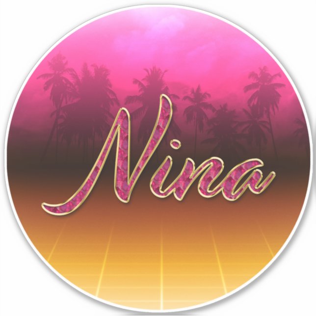 Nina First Name golden pink sticker sticker (Front)