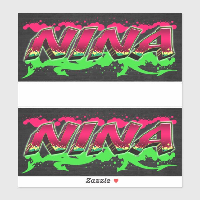 Nina First Name Graffiti Sticker (Sheet)