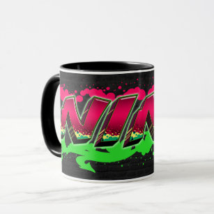 Nina First name name Graffiti red green Tasse Mug