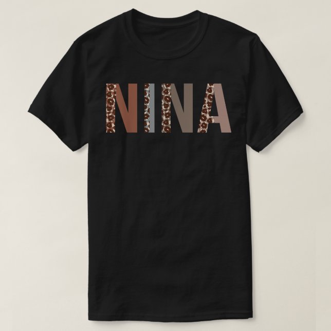 Nina Leopard Print Mom Cute Mothers Day Funny Gran T-Shirt (Design Front)