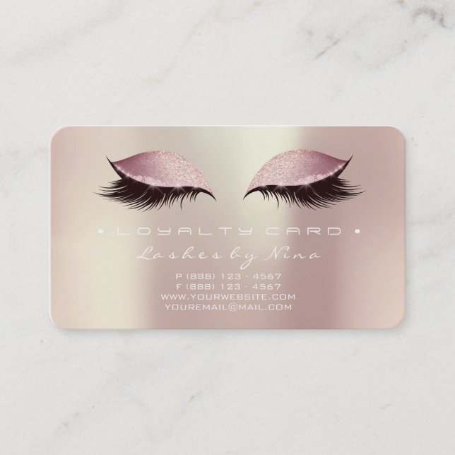 Nina Loyalty Card 6 Beauty Lashes Rose Pink Gold (Front)
