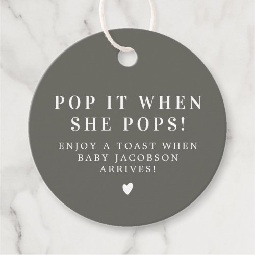 NINA Modern Boho Sage Green Pop It Baby Shower Favor Tags