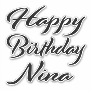Nina Name First Name black Sticker Birthday