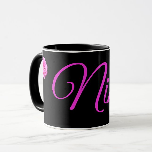 Nina, Name With Pink Roses,   Mug (Front Left)