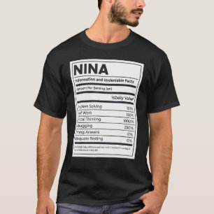 Nina Nutrition Information Problem Solving Hard Wo T-Shirt