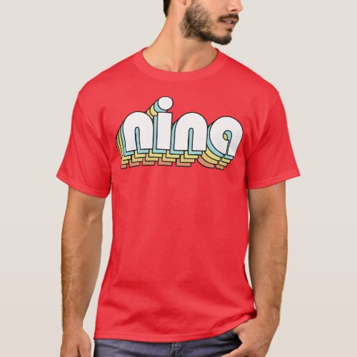 Nina Retro Rainbow Typography Faded Style T_Shirt