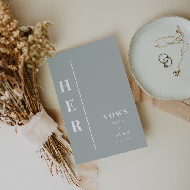 NINA Sage Green Boho Her Wedding Vow Book Card (Creator Uploaded)