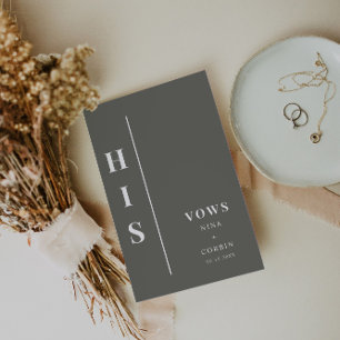 NINA Sage Green Boho His Wedding Vow Book Card
