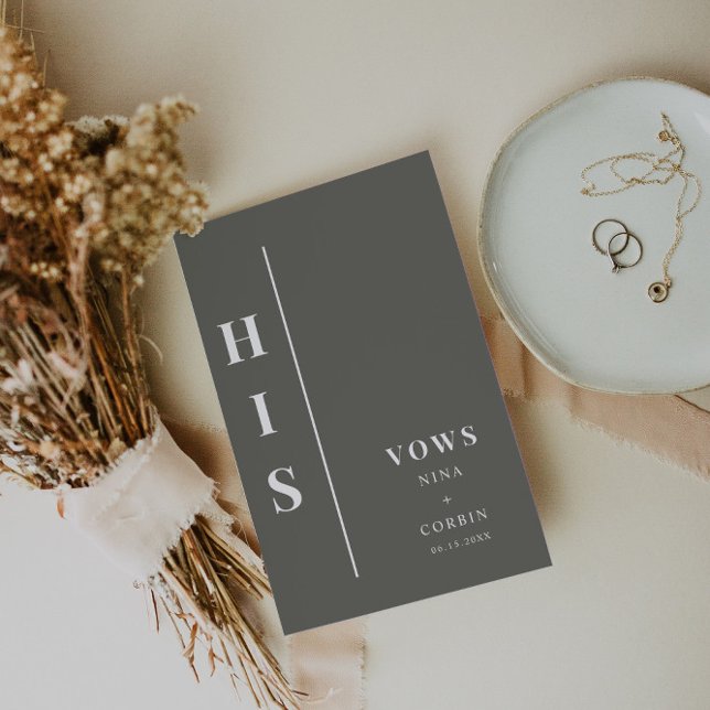 NINA Sage Green Boho His Wedding Vow Book Card (Creator Uploaded)