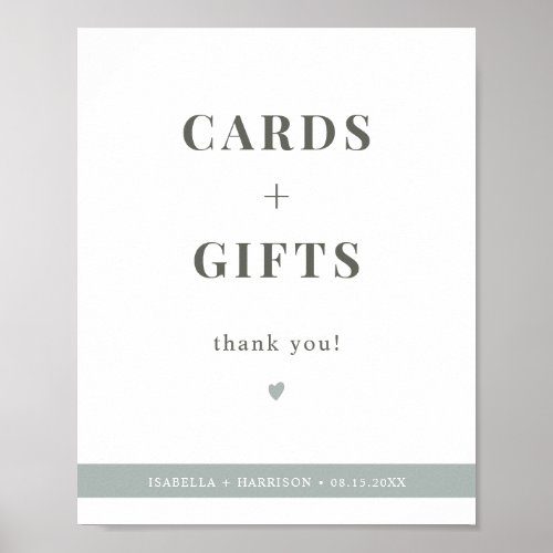 NINA Sage Green Modern Cards and Gifts Sign 