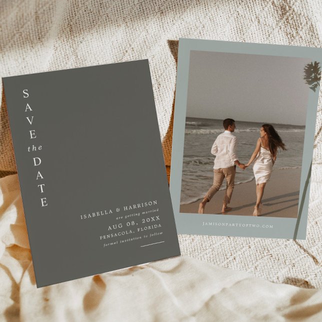 NINA Sage Green Modern Minimalist Save the Date Invitation (Creator Uploaded)