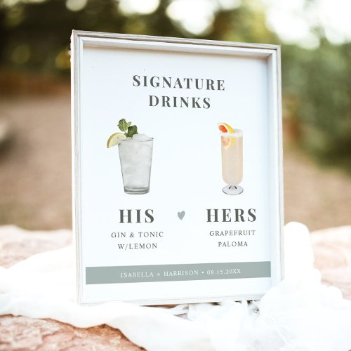 NINA Sage Green Signature Drink His and Hers Sign 