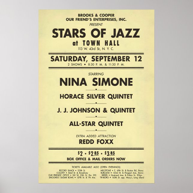 Nina Simone - Horace Silver - J.J. Johnson jazz Poster (Front)