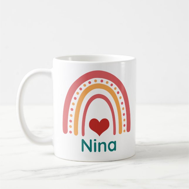 Nina Vintage Boho Rainbow Coffee Mug (Left)
