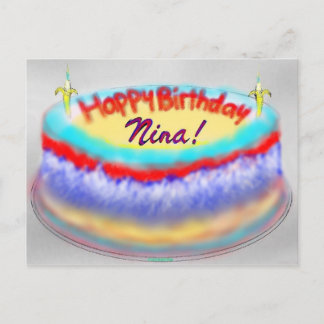 Nina's Birthday Cake Postcard