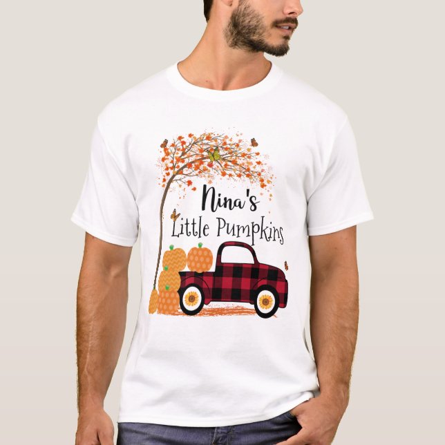 Nina's Little Pumpkins Red Truck Autumn T-Shirt (Front)
