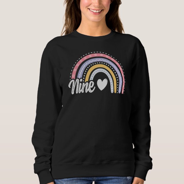 Nine 9 Years Old Ninth 9th Birthday Girl Cute Rain Sweatshirt (Front)