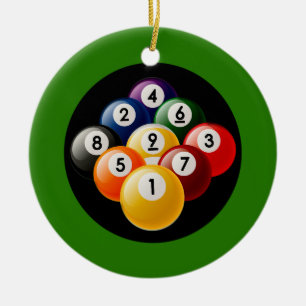NINE BALL BILLIARDS RACK CERAMIC ORNAMENT