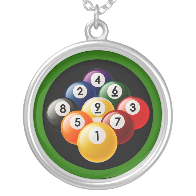 NINE BALL BILLIARDS RACK NECKLACE (Front)