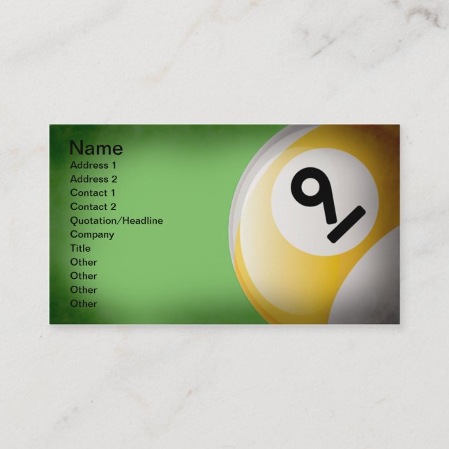 Nine Ball Business Cards (Front)