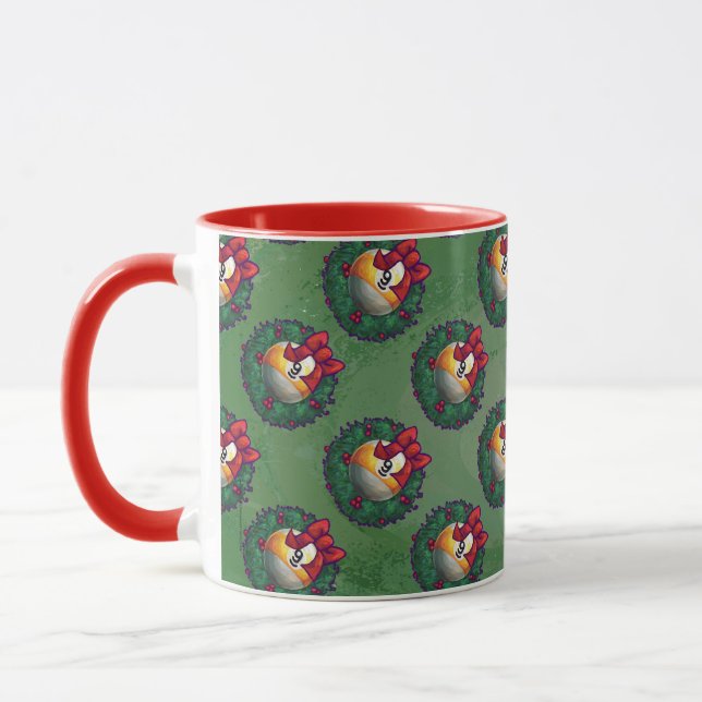 Nine Ball in Wreath on Green Mug (Left)