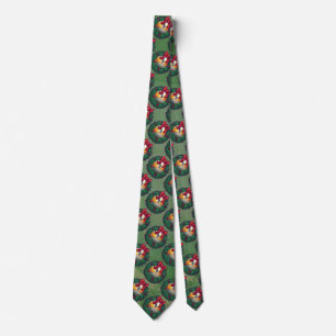 Nine Ball in Wreath Pattern on Green Neck Tie