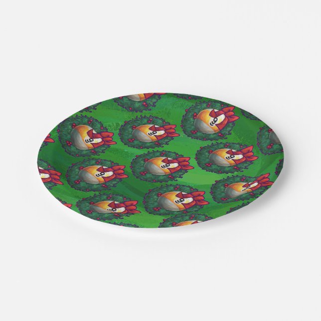 Nine Ball in Wreath Pattern on Green Paper Plates (Angled)