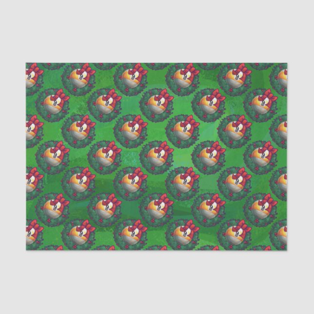 Nine Ball in Wreath Pattern on Green Tissue Paper (Front)