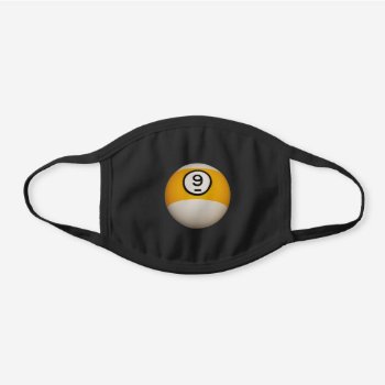 Nine Ball Pool Or Billiards Black Cotton Face Mask by FalconsEye at Zazzle
