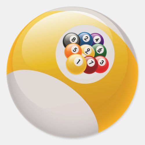 NINE BALL RACK BILLIARDS BALL CLASSIC ROUND STICKER